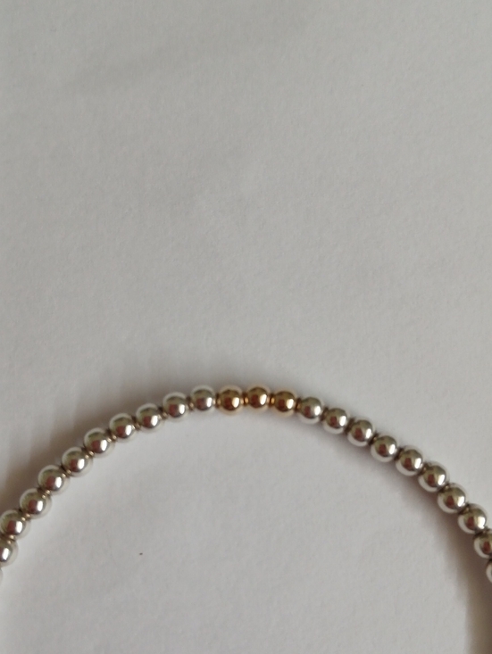 Jewelry - 14k Solid Gold Sterling Silver 925 Beaded Bracelet Dainty And Classic